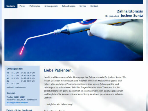 Webauftritt der Zahnarztpraxis Suntz