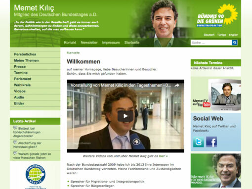 Homepage Memet Kılıç, MdB